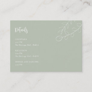 Sage Green Wedding Details Reception Information Enclosure Card