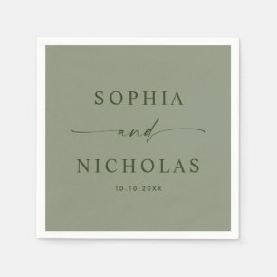 Sage Green Wedding   Elegant Minimalist Spring Napkin