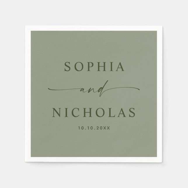 Sage Green Wedding | Elegant Minimalist Spring Napkin (Front)