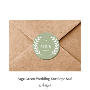 Sage Green Wedding Envelope Seal