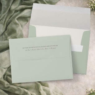 Sage Green Wedding Envelope with Ivory Lining