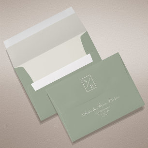 Sage Green Wedding Envelope with Monogram