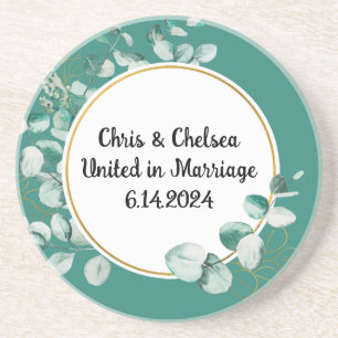 Sage Green Wedding / Event Sandstone Coaster