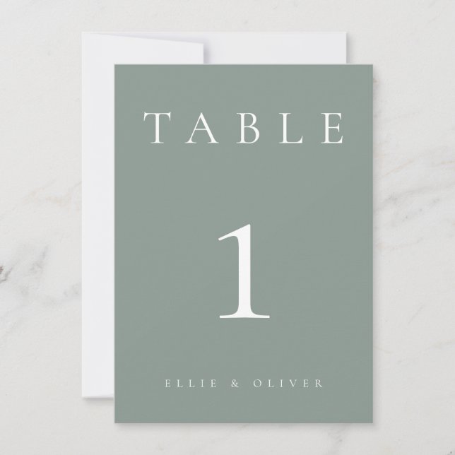 Sage Green Wedding/Event Table Number (Front)