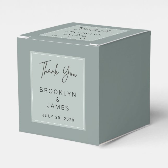Sage Green Wedding Favor Box (Front Side)