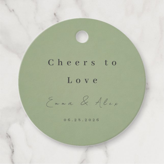 Sage Green Wedding Favor Tag (Front)