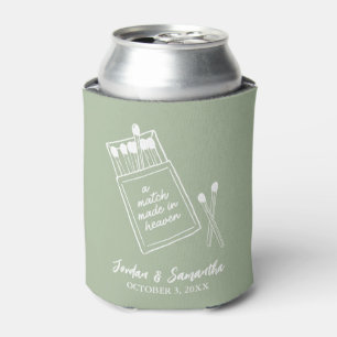 Sage Green Wedding Favour Match Made in Heaven Can Cooler