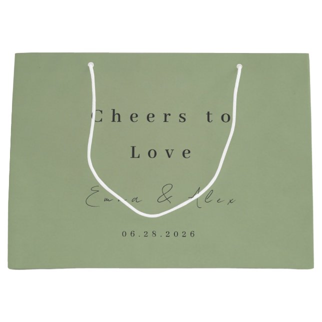 Sage Green Wedding Favour Tag Large Gift Bag (Front)