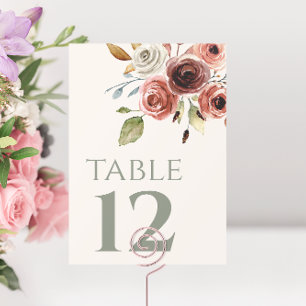 Sage Green Wedding Floral Table Number