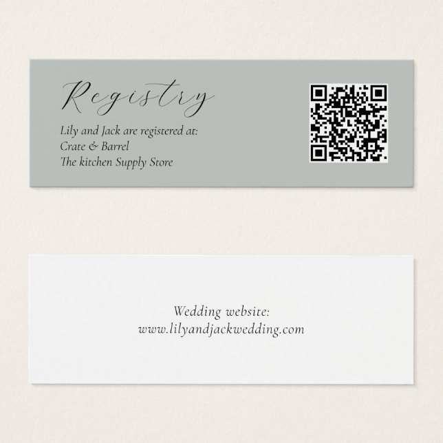 Sage Green Wedding Gift Registry QR (Front & Back)