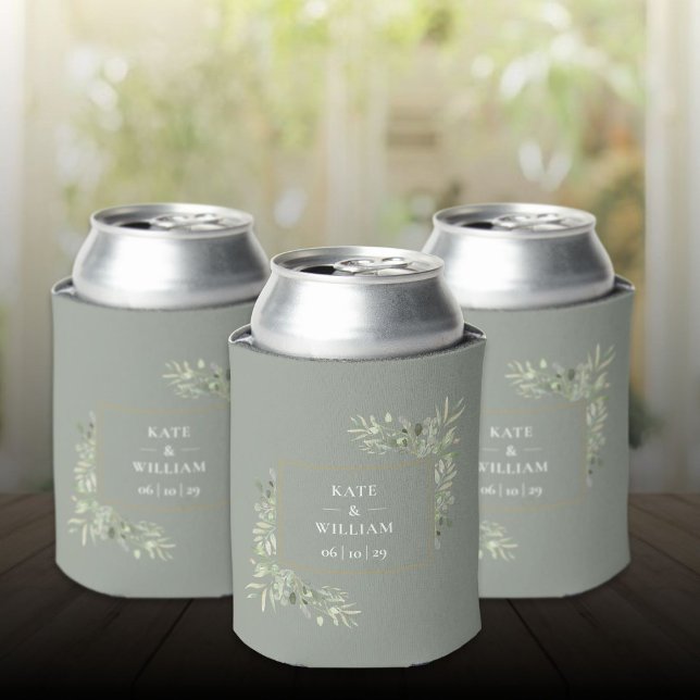 Sage Green Wedding Greenery Foliage Can Cooler (Sage Green Wedding Greenery Foliage Can Cooler)