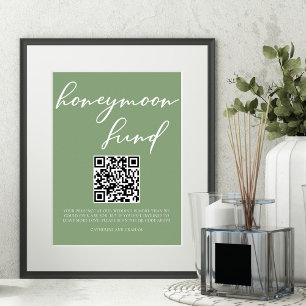 Sage Green Wedding Honeymoon Fund QR Code Poster