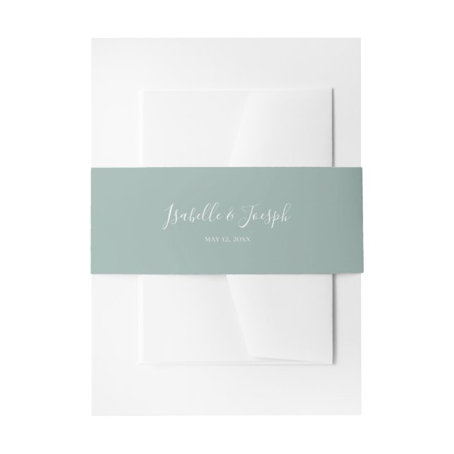 Sage Green | Wedding Invitation Belly Band (Front Example)
