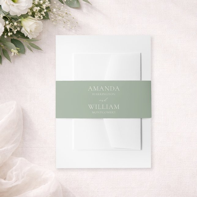 Sage Green Wedding Invitation Belly Band (Creator Uploaded)