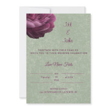 Sage Green Wedding invitation Burgundy Peony 