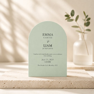 Sage Green Wedding Invitation Minimal Elegant