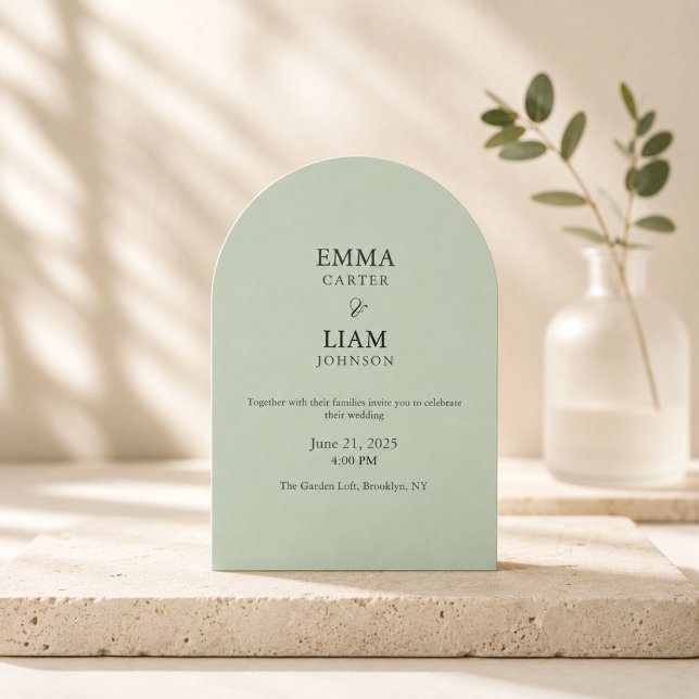 Sage Green Wedding Invitation Minimal Elegant (Creator Uploaded)