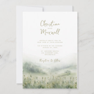 Sage green wedding invitation personalized script 