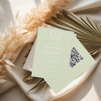 Sage Green Wedding Invitation QR Code