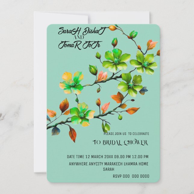 Sage Green Wedding Invitation Set, Minimalist Wedd (Front)