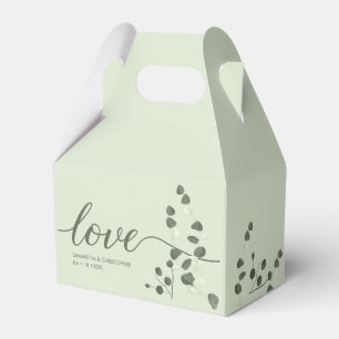 Sage green Wedding Love Script Eucalyptus Custom Favour Box