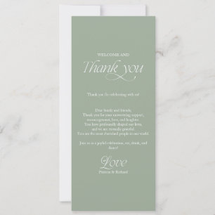 Sage Green Wedding Menu and Thank You Place Card