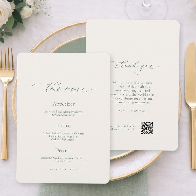 Sage Green Wedding Menu Card – Double Sided (Creator Uploaded)