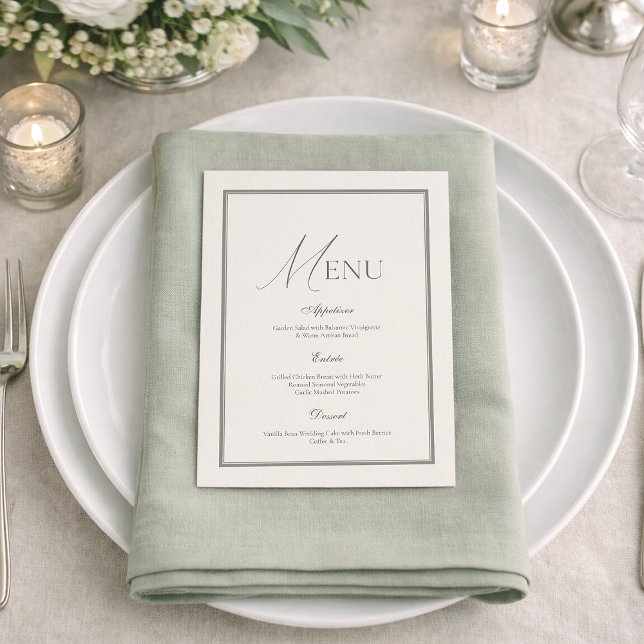 Sage Green Wedding Menu | Elegant Ivory Floral  Invitation (Creator Uploaded)
