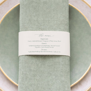 Sage Green Wedding Menu Invitation Belly Band