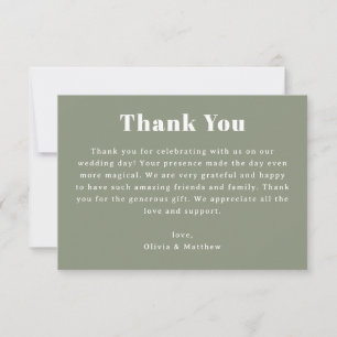 Sage Green Wedding Minimalist Elegant Garden Thank You Card