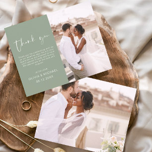 Sage Green Wedding Minimalist Thank You Cards