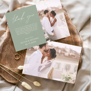 Sage Green Wedding Minimalist Thank You Cards