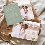 Sage Green Wedding Minimalist Thank You Cards<br><div class="desc">Budget Wedding Thank You Cards that have a photo on the front and back. The Thank you cards contain a modern hand lettered cursive script typography that are elegant,  simple and modern to use after you wedding day celebration.</div>