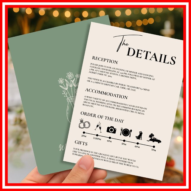 Sage Green Wedding Order of Events  Invitation (Creator Uploaded)