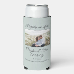 Sage Green Wedding Photo Happily Ever After Seltzer Can Cooler