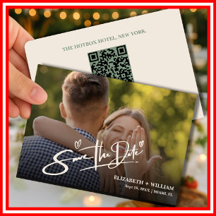 Sage Green Wedding   Photo QR Code Save The Date