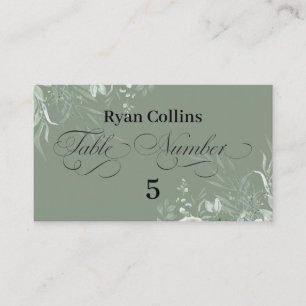 Sage Green Wedding Place Cards   Elegant Greenery 