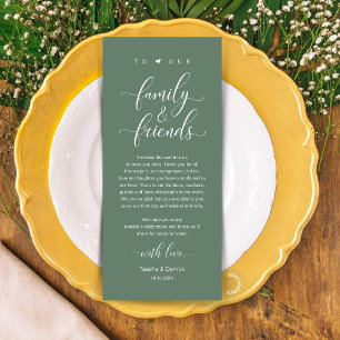 Sage Green Wedding Place Setting Thank You Card