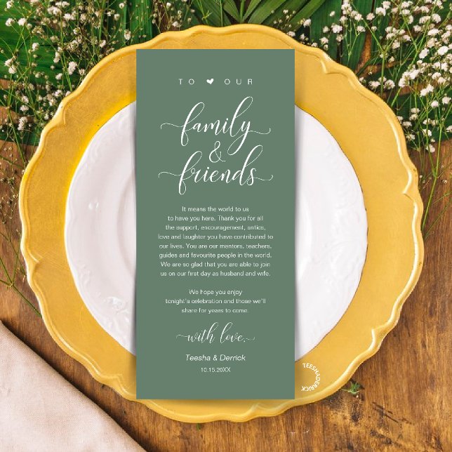 Sage Green Wedding Place Setting Thank You Card (Sage Green Wedding Place Setting Thank You Card, Dinner Lunch Brunch Party Celebration)