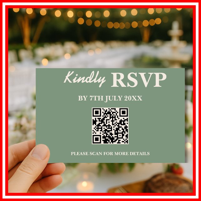 Sage Green Wedding | QR Code RSVP Card (Creator Uploaded)