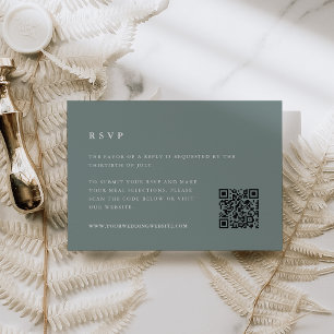 Sage Green Wedding QR Code RSVP Card