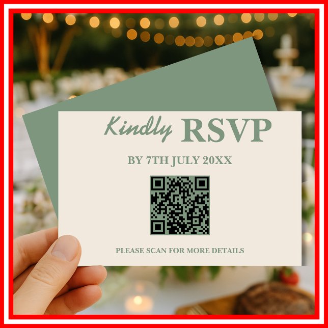 Sage Green Wedding | QR Code RSVP Enclosure Card (Creator Uploaded)
