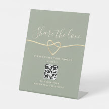 Sage Green Wedding QR Code Sign – Share the Love