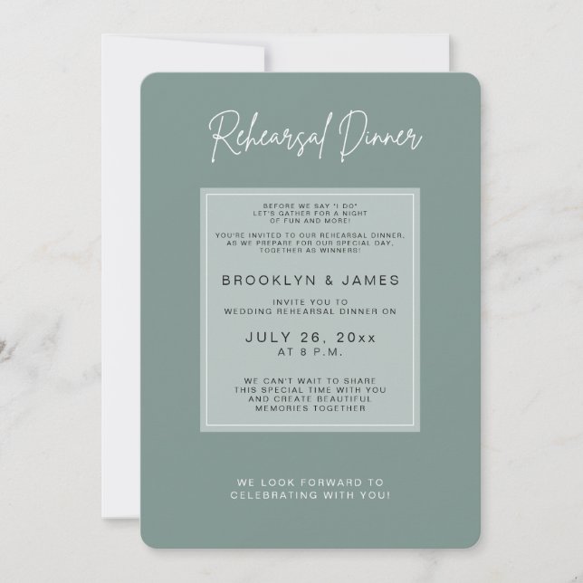 Sage Green Wedding Rehearsal Dinner Invitation (Front)