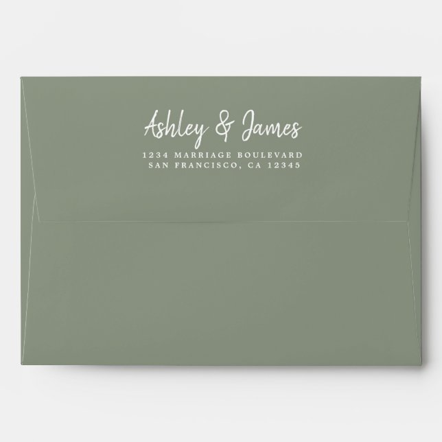 Sage Green Wedding Return Address Envelope (Back (Top Flap))