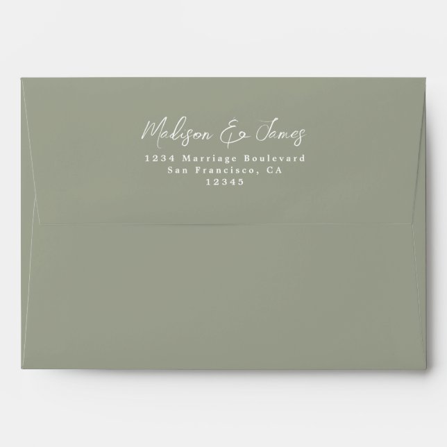 Sage Green Wedding Return Address Envelope (Back (Top Flap))