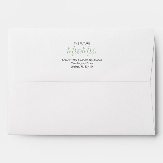 Sage Green Wedding Return Address Envelopes (Back (Top Flap))