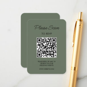 Sage Green Wedding RSVP Modern Minimalist Simple Enclosure Card