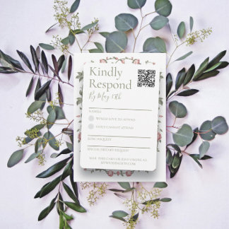 Sage Green Wedding RSVP QR Code Reply Card