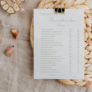 Sage green wedding shoe game Bridal shower Card